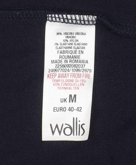 Wallis Women Blue Knit Mid-Length Open Basic Jacket M
