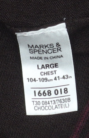 Marks & Spencer Men’s Brown Striped V-Neck Jumper Size L