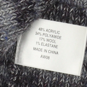 Country Casuals Women’s Grey Striped Knit Coatigan L Long Sleeve Buttoned Jacket