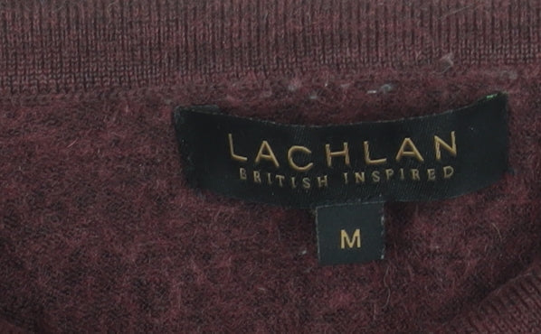 Lachlan Men’s Brown Wool Blend Collared Henley Jumper Medium