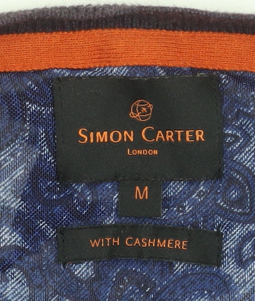 Simon Carter Men's Purple Cotton Cashmere Crew Neck Jumper Size M