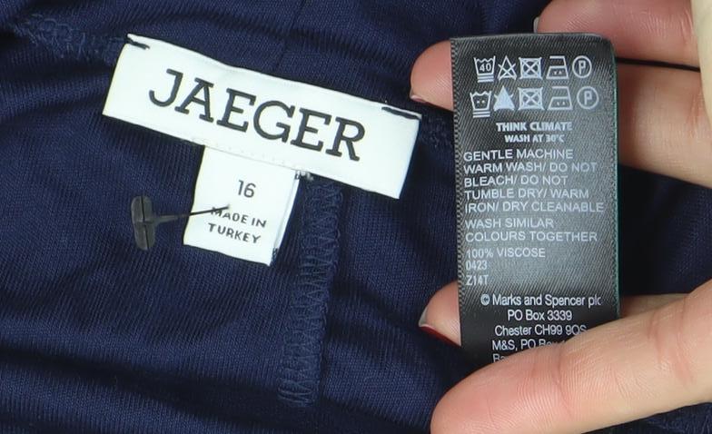 Jaeger Women's Blue Long Sleeve Viscose Basic Blouse Size 16