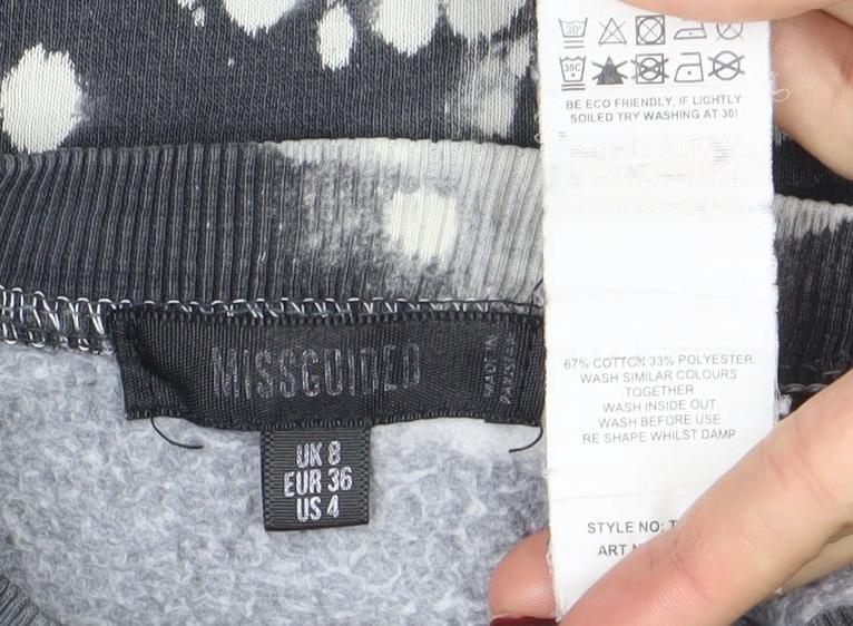 Missguided Women Black & White Tie Dye Pullover Sweatshirt UK 8