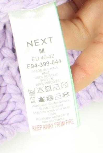Next Women Purple Chunky-Knit Floral Sleeve Jumper M