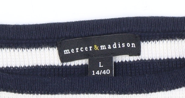 Mercer & Madison Women's Blue Striped Cotton Jumper Size 14 L