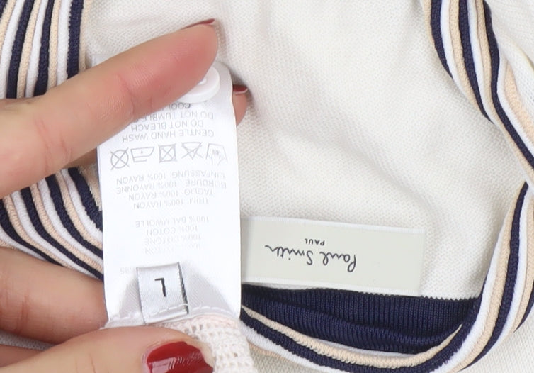 Paul Smith Women Ivory Cotton Collared Button Cardigan L