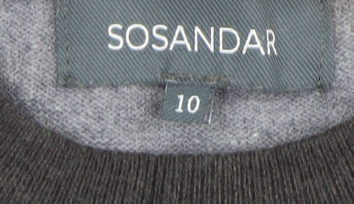 Sosandar Women’s Grey Patchwork Long Sleeve Crew Neck Jumper Size 10