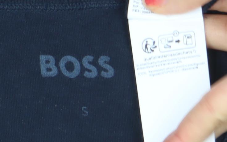 BOSS Men's Blue Small Crew Neck Cotton Logo T-Shirt