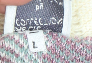 Gaelic Collection by Liam Williams Womens Floral Knit Jumper Cream Pink L