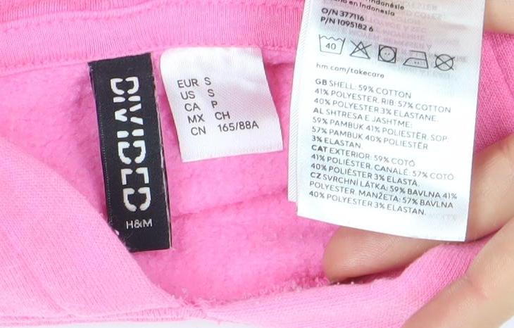 H&M Divided Women Pink Aspen Graphic Pullover Hoodie Size S