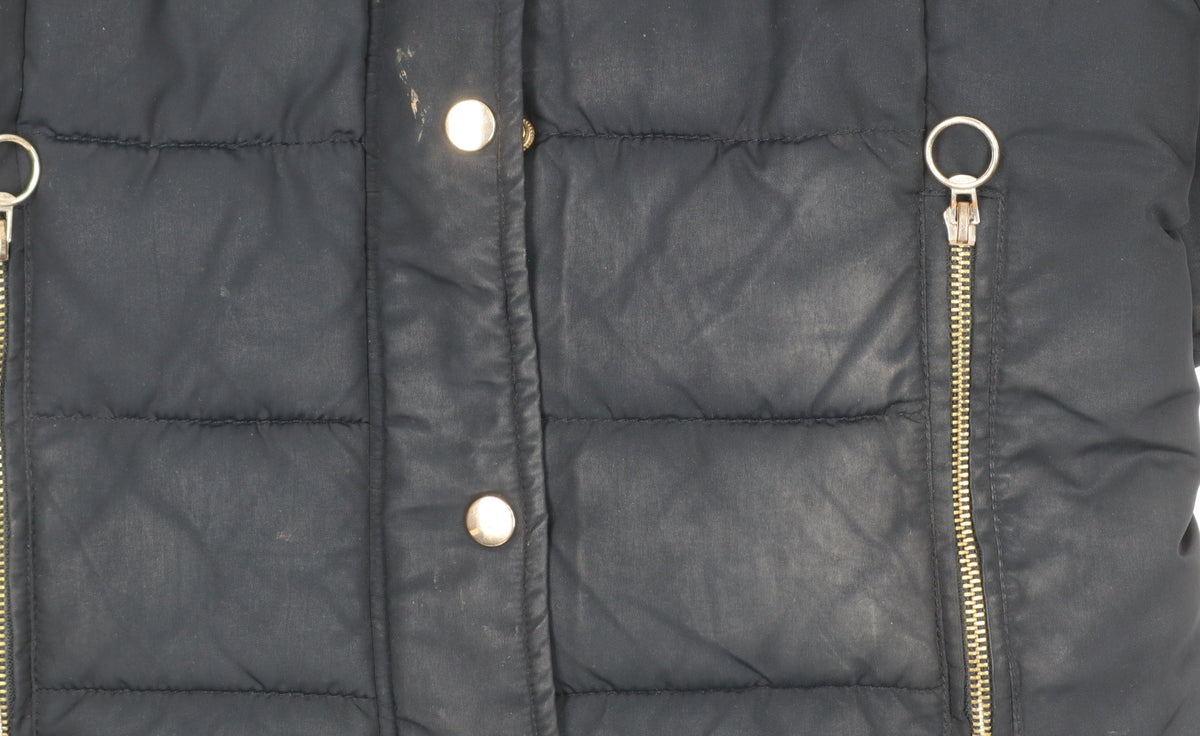 Topshop Women’s Navy Fur Hooded Puffer Jacket Size 6