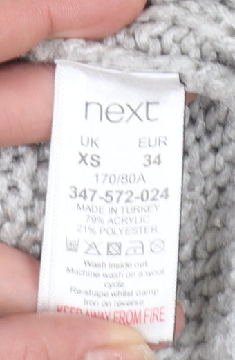 Next Womens Grey Cable-Knit Crew Neck Pullover Jumper XS
