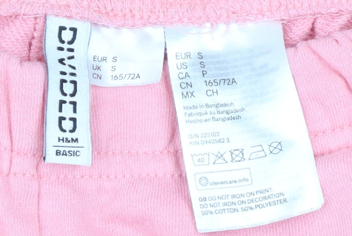 H&M Divided Women’s Pink Cotton Blend Sweatpants S Regular Fit