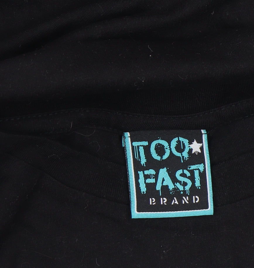 Too Fast Men’s Black 2XL Rock Graphic Print Cotton T-Shirt