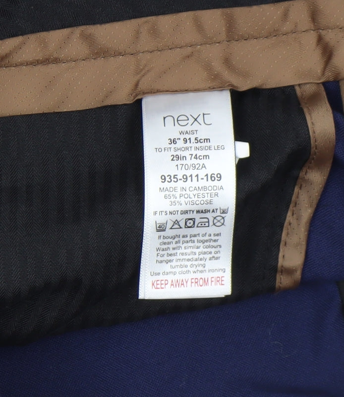 Next Men's Blue 36W 29L Polyester Blend Dress Trousers