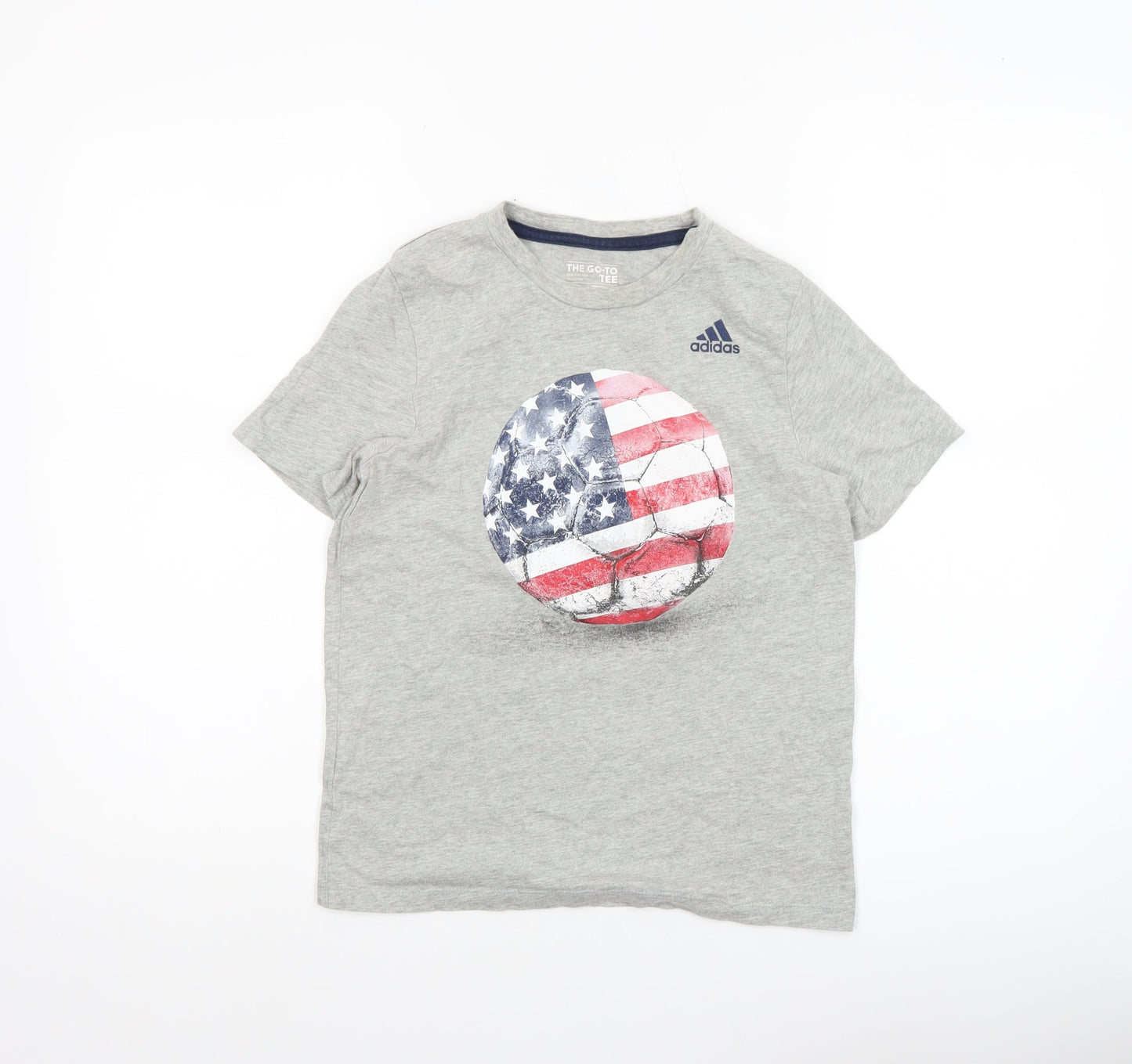 Adidas Boys Grey T-Shirt Size 8/10 The Go-To Tee Crew Neck Casual Top
