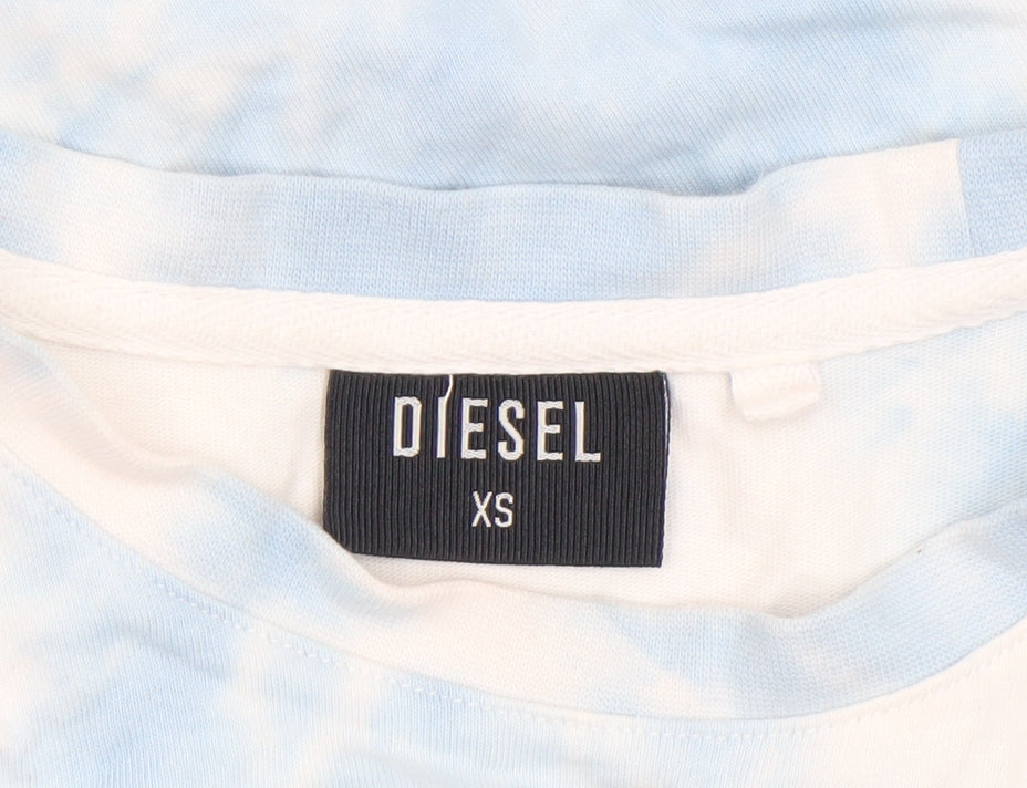 Diesel Women's Blue Tie-Dye Cotton T-Shirt XS Short Sleeve
