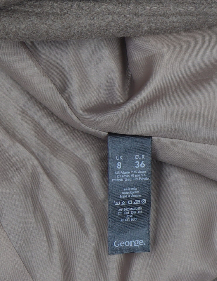 George Women's Beige Wool Blend Belted Mid-Length Coat Size 8