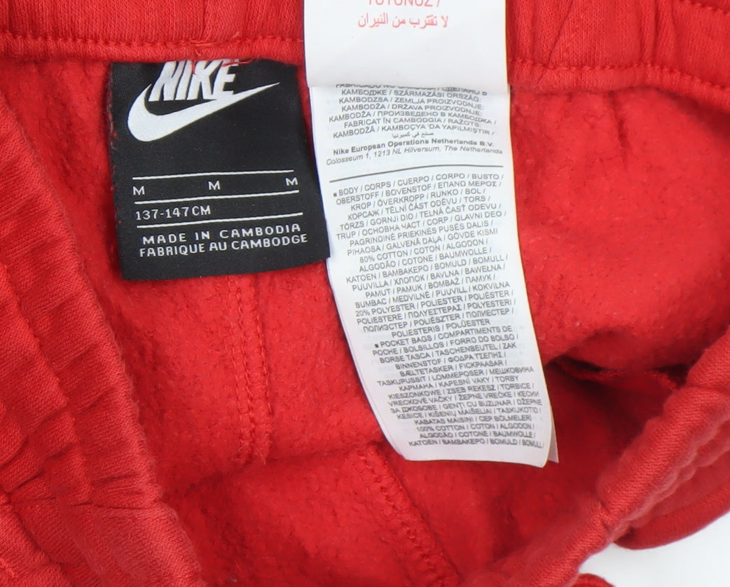 Nike Boys Red Jogger Trousers Size 10-11 Years Cotton Blend Fleece