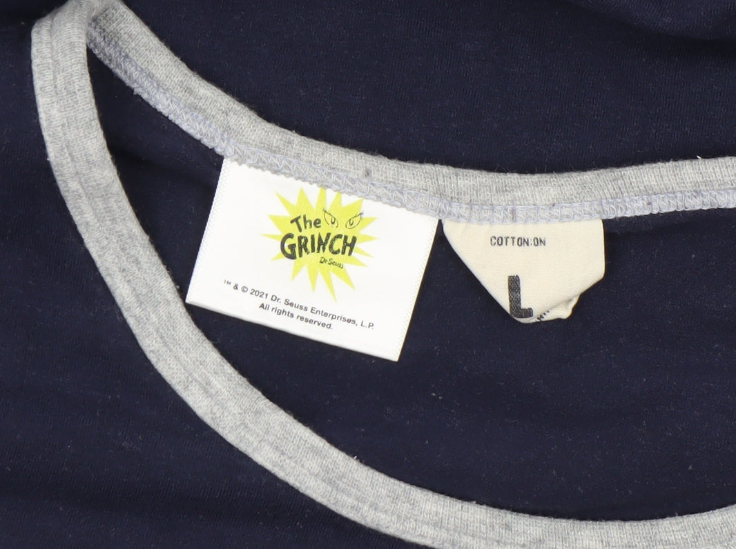 Cotton On Men’s Blue The Grinch Christmas Graphic T-Shirt Size L