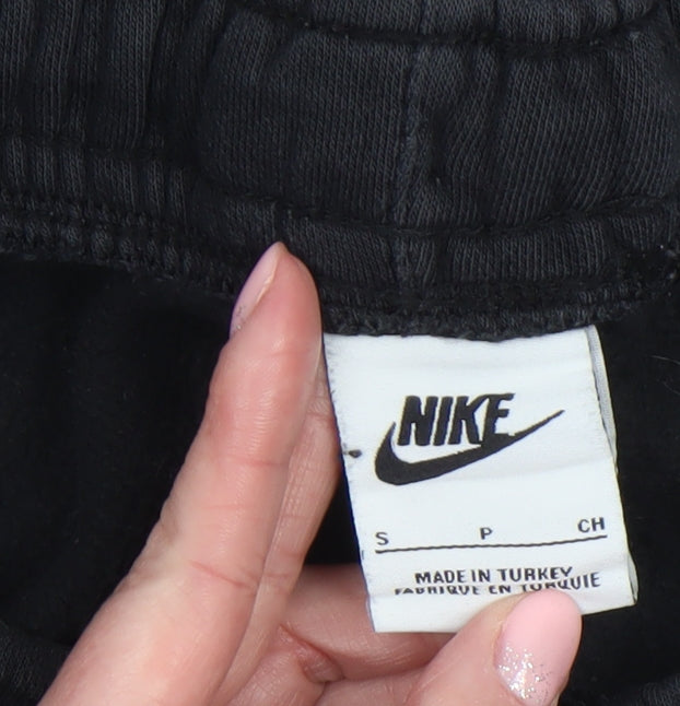 Nike Men’s Black Jogger Cargo Trousers S Small Logo Print Fleece