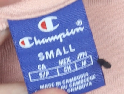 Champion Women's Pink Cropped Pullover Sweatshirt Small