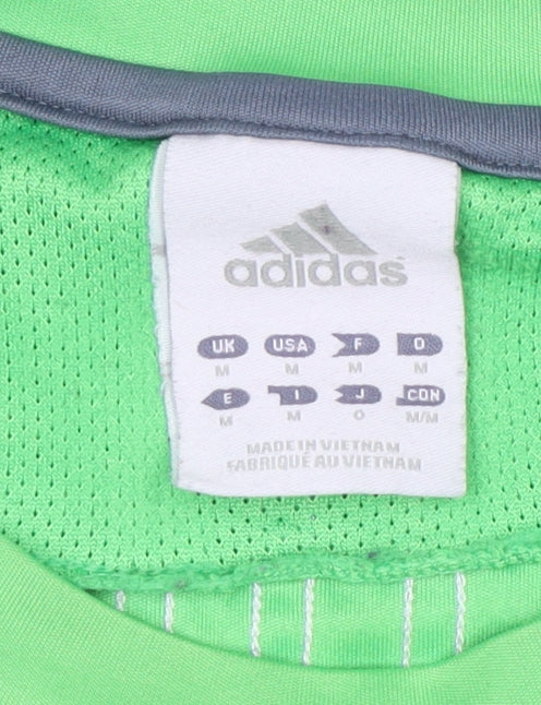Adidas Men’s Green Running T-Shirt M Breathable Quick Dry Activewear Top