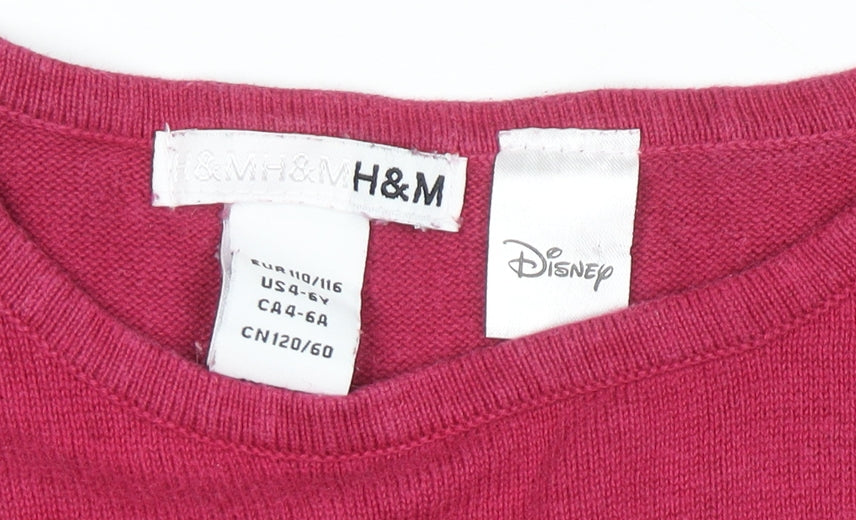 H&M Girls Pink Minnie Mouse T-Shirt Disney Short Sleeve 5-6 Years