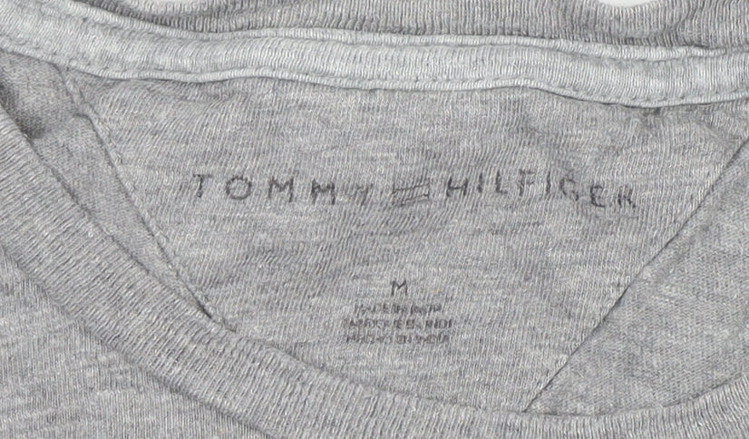 Tommy Hilfiger Men's Grey Long Sleeve Graphic Cotton Top M