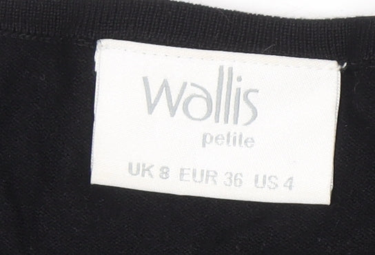 Wallis Petite Women's Black Beaded Cold Shoulder Jumper Size 8