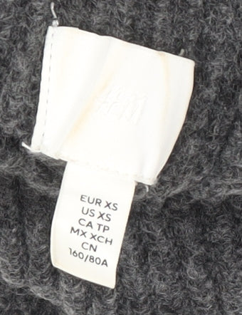 H&M Women Grey Mock Neck Chunky Knit Long Sleeve Pullover Jumper XS