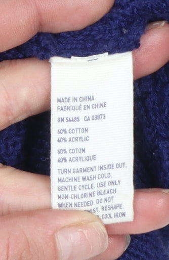 American Eagle Outfitters Women's Blue Striped Cardigan L V-Neck Knit