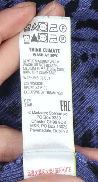 Marks & Spencer Women Blue Animal Print Crew Neck Jumper Size 10