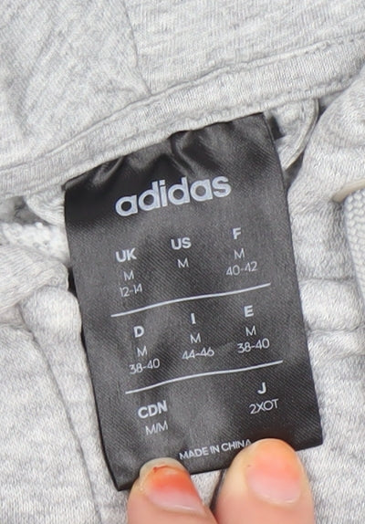Adidas Women's Grey Full Zip Hoodie Size 12-14 Cotton Blend