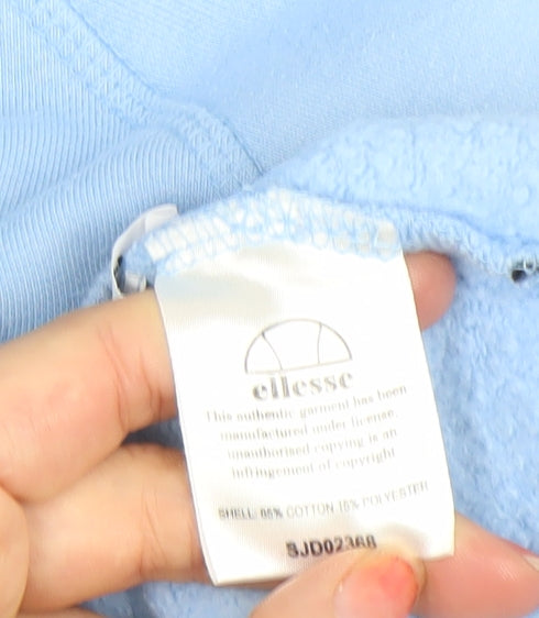 Ellesse Womens Blue Hoodie Size 12 Pullover Cotton Blend Logo Hooded Sweatshirt