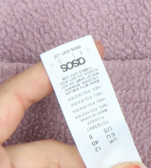 ASOS Design Women Pink Fleece Button Jacket Size 12 Relaxed Fit