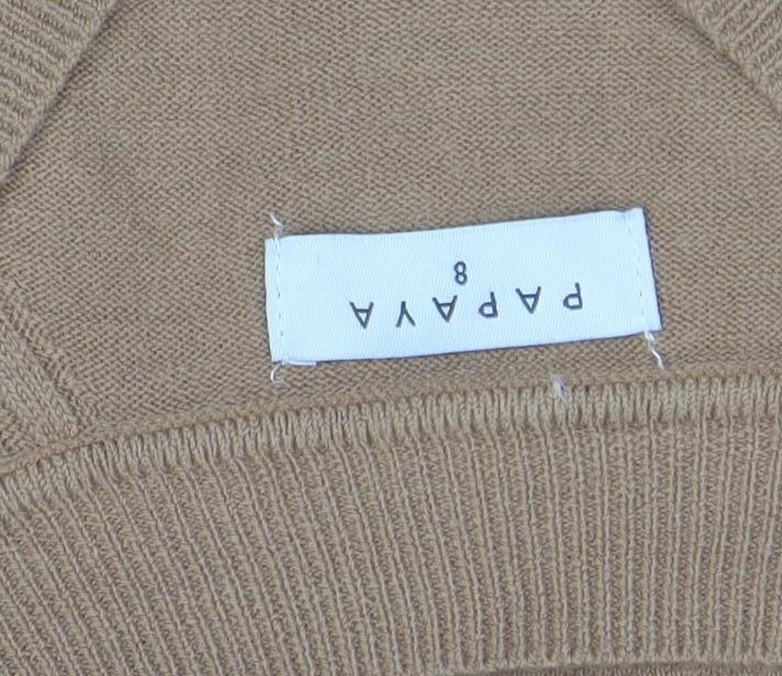 Papaya Women’s Beige V-Neck Knit Jumper Dress Size 8