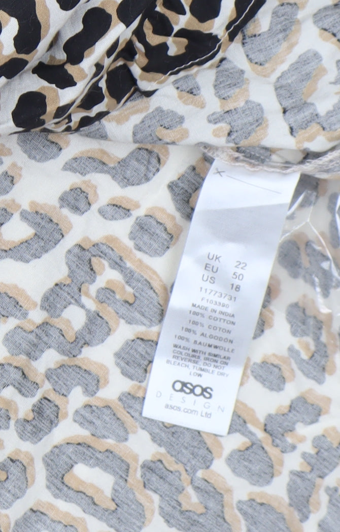 ASOS Women's Beige Leopard Print A-Line Short Dress Size 22