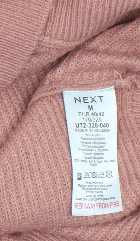 Next Womens Pink Mock Neck Acrylic Knit Jumper Size 12