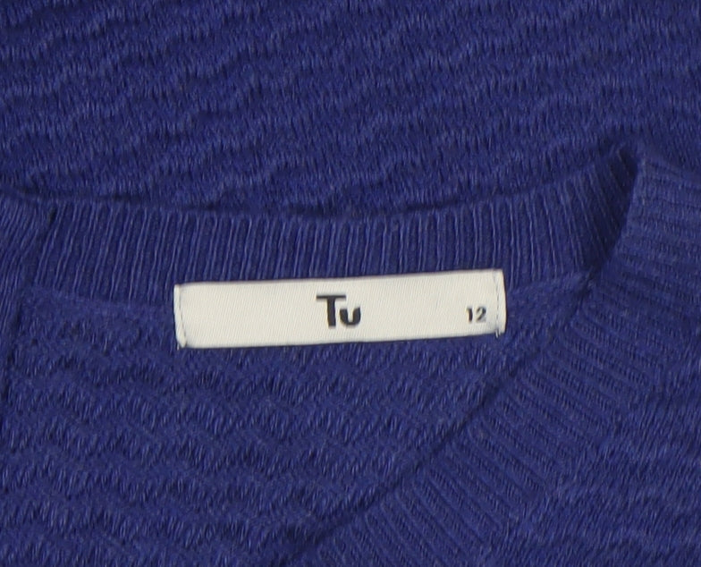 Tu Women’s Blue Shift Dress Size 12 Knit Short Sleeve Workwear