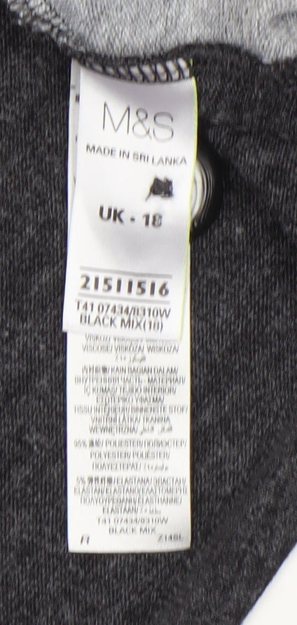 Marks & Spencer Womens Black 3/4 Sleeve Wrap Jersey Top Size 18