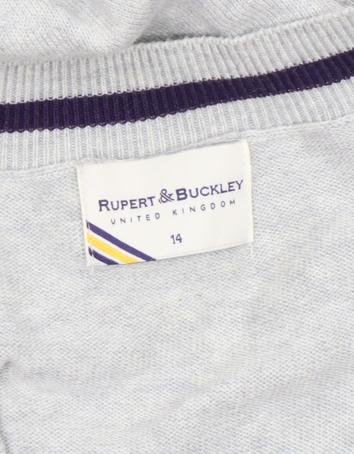 Rupert & Buckley Women's Grey V-Neck Cardigan Size 14