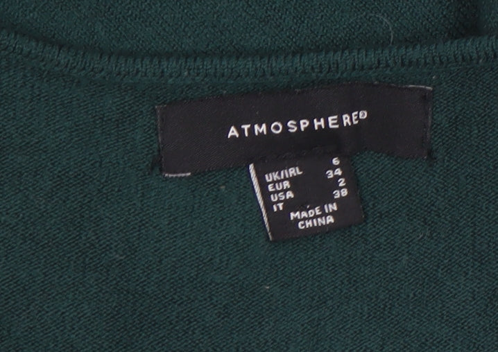 Atmosphere Women's Green V-Neck Long Sleeve Knit Jumper Size 6