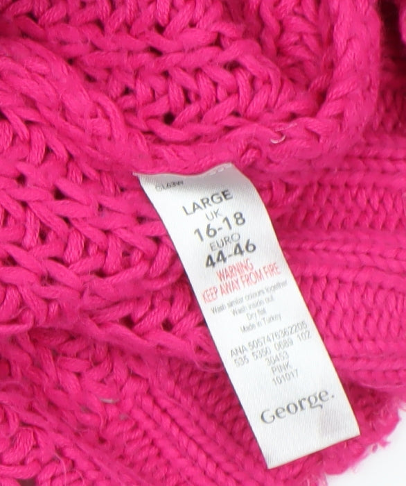 George Women’s Pink Chunky Knit Pullover Jumper Size L 16-18