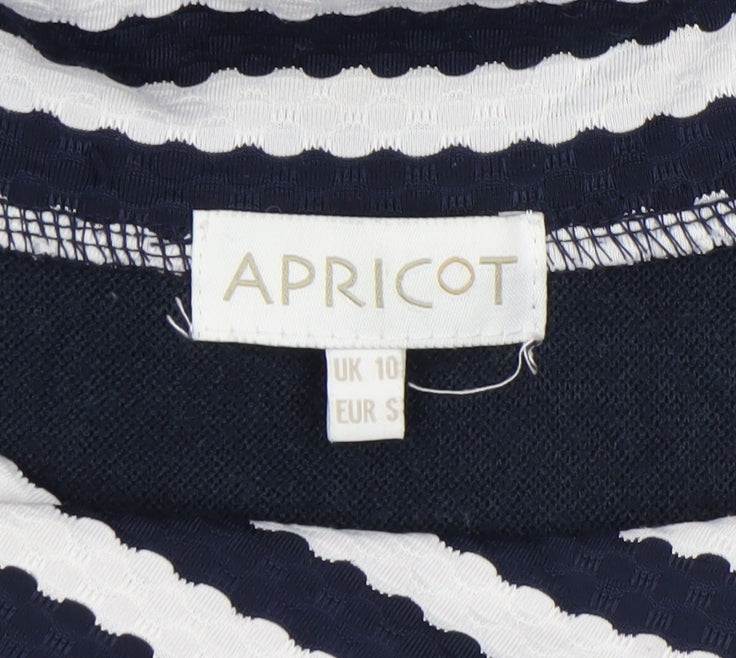 Apricot Women Blue Striped Collared Sleeveless Shift Dress Size 10
