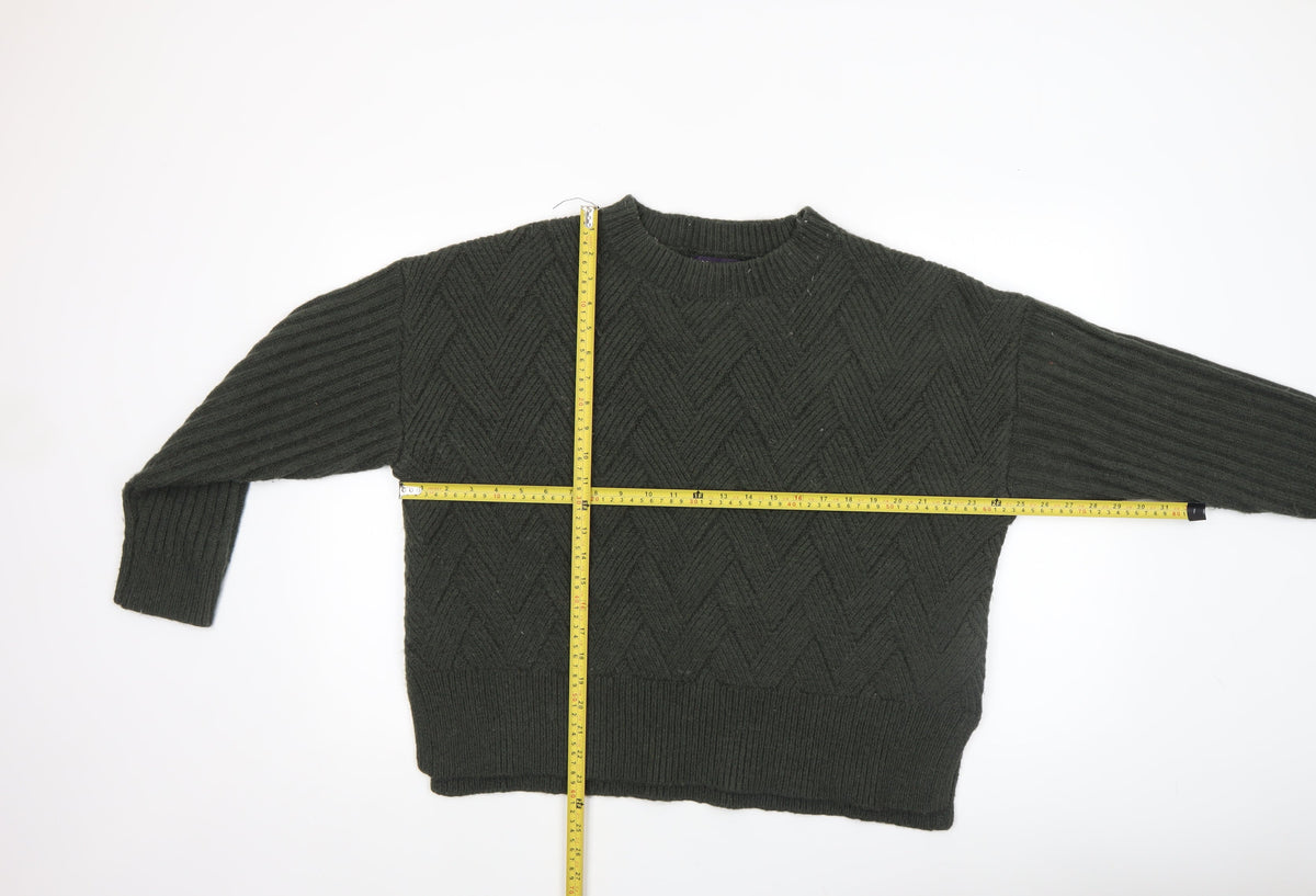 Marks and Spencer Women's Green Wool Blend Cable Knit Jumper L