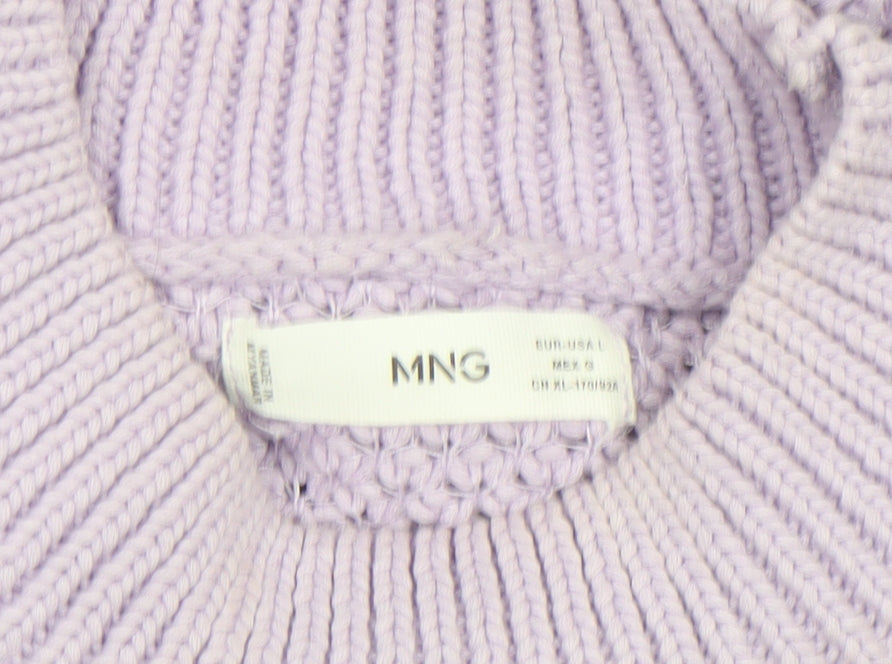 MNG Women’s Purple Mock Neck Chunky Knit Pullover Jumper Size 14