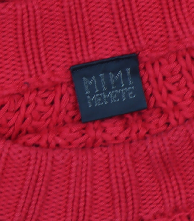 MIMI MEKETE Women Red Chunky Knit Cotton Pullover Jumper L