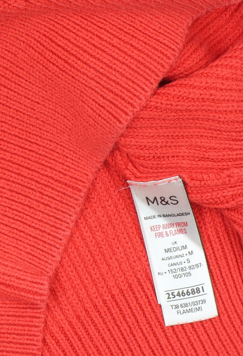 Marks & Spencer Womens Red Cotton Crew Neck Jumper Medium