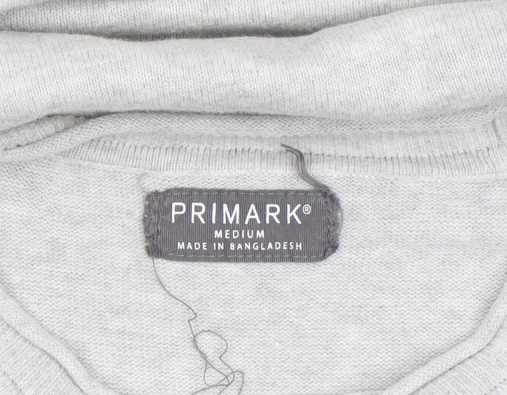 Primark Men's Grey Cotton Crew Neck Jumper Size M
